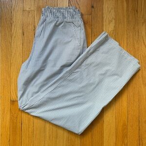 Abercrombie & Fitch Striped Blue and White Poplin Cotton Blend Pant